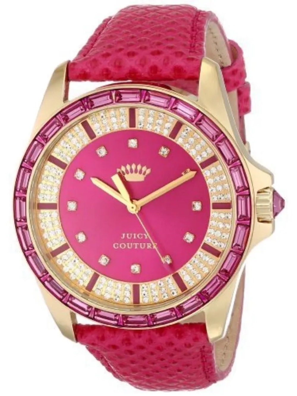 Juicy Couture Pink Crystal Bezel Leather Strap Watch Vintage